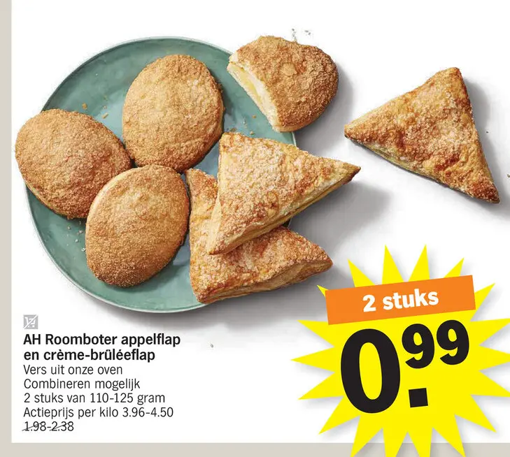 Promotie: Roomboter appelflap en crème-brûléeflap