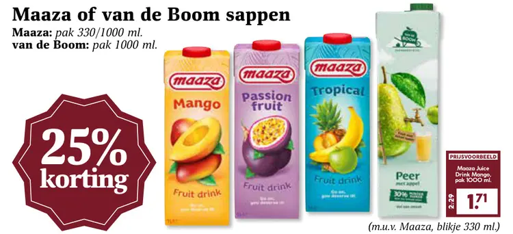 Aanbieding: Maaza of van de Boom sappen