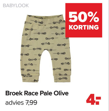 Aanbieding: Babylook Broek Race Pale Olive Green