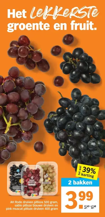 Aanbieding: Rode druiven pitloos, sable pitloze blauwe druiven