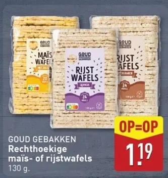 Aanbieding: GOUD GEBAKKEN Rechthoekige maïs- of rijstwafels