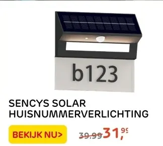 Aanbieding: SENCYS SOLAR HUISNUMMERVERLICHTING