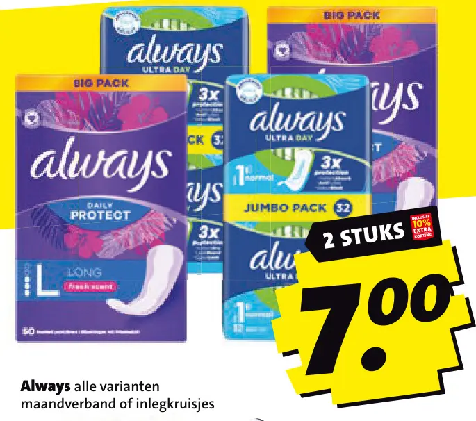 Aanbieding: Alle varianten maandverband of inlegkruisjes