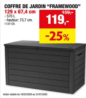 Offre: Keter Framewood coffre de jardin 570l anthracite