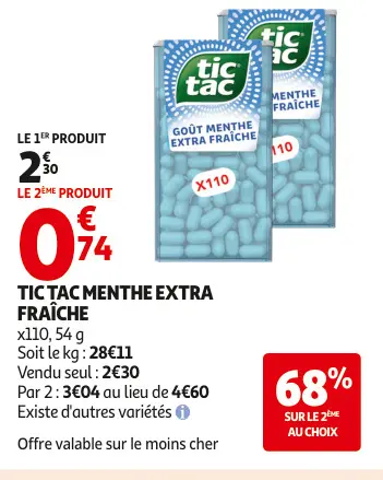 Promotie: Tic tac menthe extra fraîche