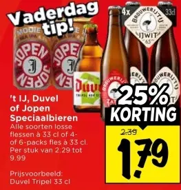 Aanbieding: 't IJ, Duvel of Jopen Speciaalbieren