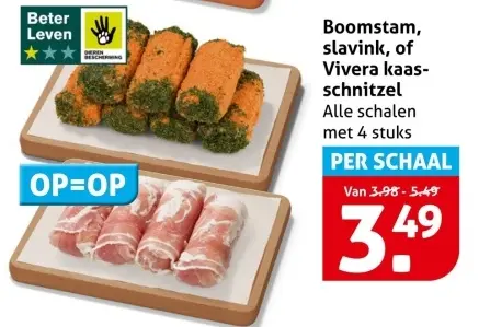 Aanbieding: Boomstam, slavink, of Vivera kaas-schnitzel