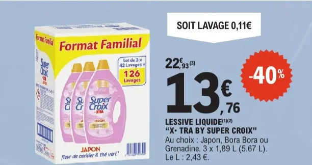 Promotie: Lessive liquide "X-TRA by Super Croix"