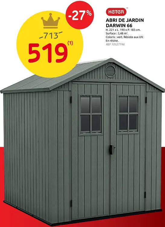 Offre: Abri de jardin Darwin 66