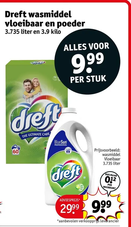Aanbieding: Dreft wasmiddel vloeibaar en poeder