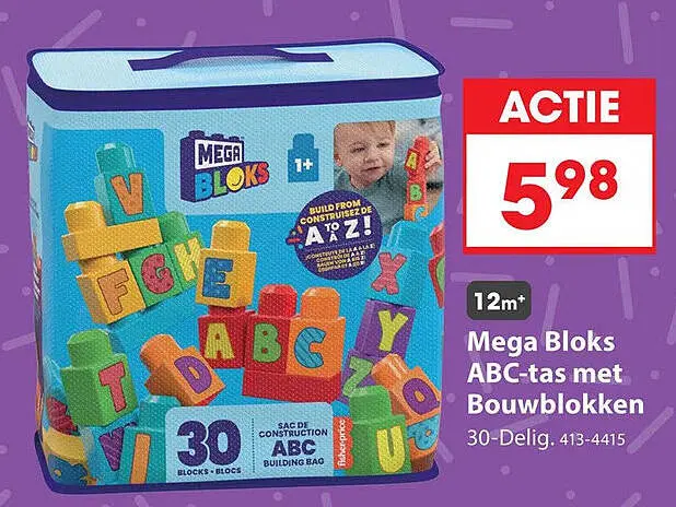 Aanbieding: Mega Bloks ABC-tas met Bouwblokken