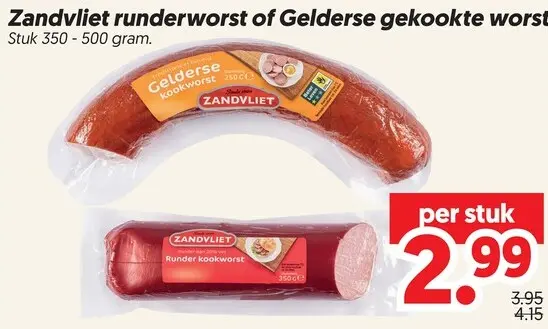 Aanbieding: Zandvliet runderworst of Gelderse gekookte worst