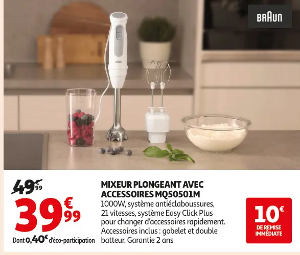Offre: Mixeur plongeant avec accessoires mq50501m