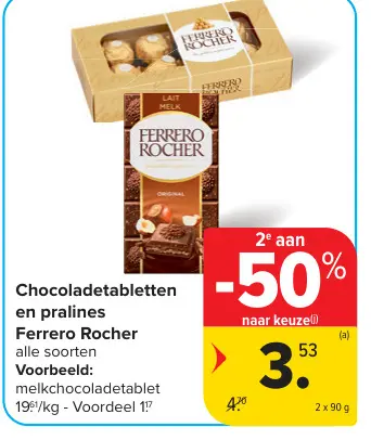 Promotie: Chocoladetabletten en pralines