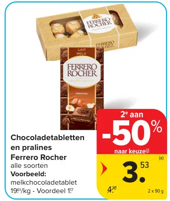 Promotie: Chocoladetabletten en pralines