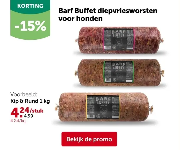 Aanbieding: Barf Buffet diepvriesworsten voor honden