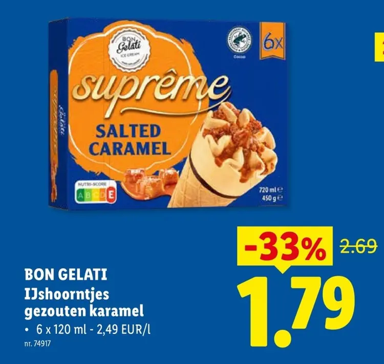 Promotie: IJshoorntjes gezouten karamel