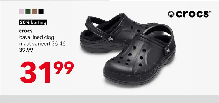 Aanbieding: Crocs Baya Lined heren klompen gevoerd zwart