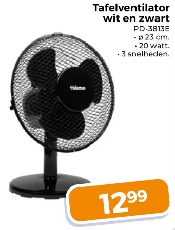 Aanbieding: Tafelventilator wit en zwart