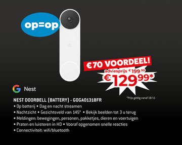 Aanbieding: NEST DOORBELL (BATTERY) - GOGA01318FR