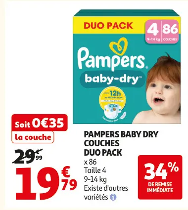 Aanbieding: Pampers baby dry couches duo pack