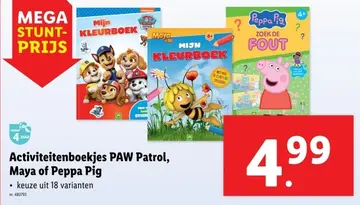 Aanbieding: Activiteitenboekjes PAW Patrol, Maya of Peppa Pig