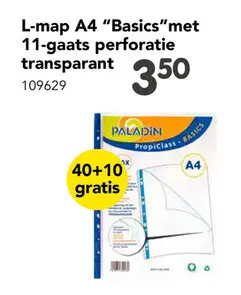Aanbieding: L-map A4 "Basics"met 11-gaats perforatie tran