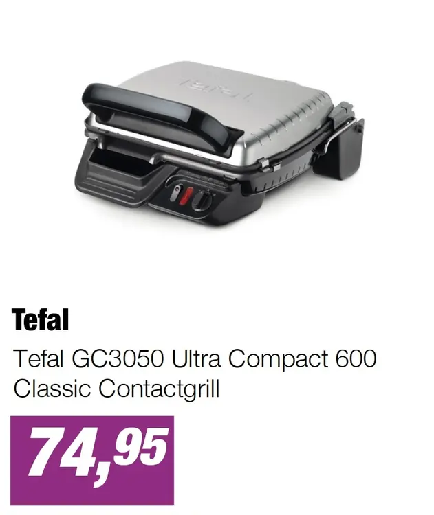 Aanbieding: Tefal GC3050 Ultra Compact 600 Classic Contactgrill