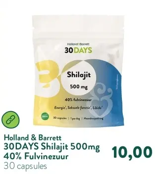 Aanbieding: 30 DAYS Shilajit 500mg 40% Fulvinezuur
