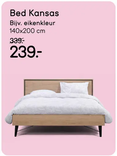 Aanbieding: Bed Kansas - eikenkleur - 140x200 cm