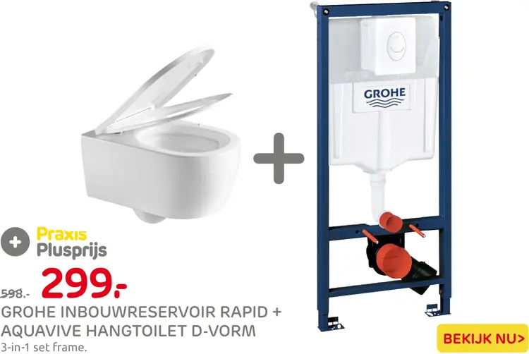 Aanbieding: Inbouwreservoir Rapid + Aquavive Hangtoilet D-vorm
