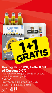 Aanbieding: Hertog Jan 0.0%, Leffe 0.0% of Corona 0.0%