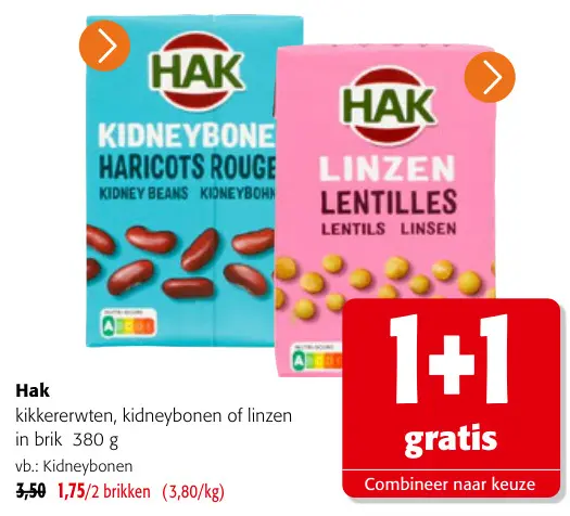 Promotie: Kikkererwten, kidneybonen of linzen in brik