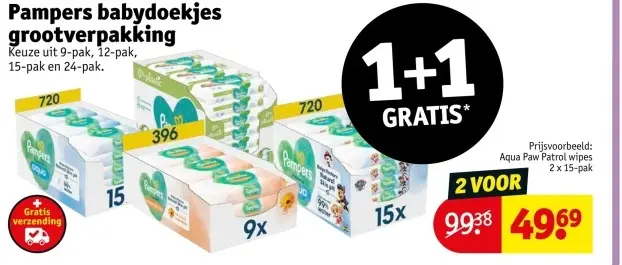 Aanbieding: Pampers babydoekjes grootverpakking