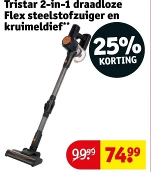 Aanbieding: Tristar 2-in-1 draadloze Flex steelstofzuiger