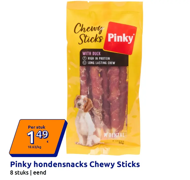Aanbieding: Pinky hondensnacks Chewy Sticks