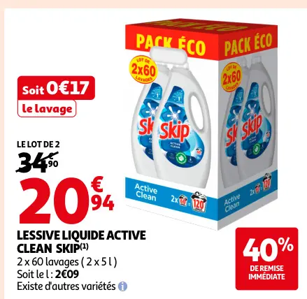 Offre: Lessive liquide active clean