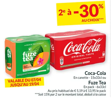Offre: Coca-Cola ou Fuze Tea