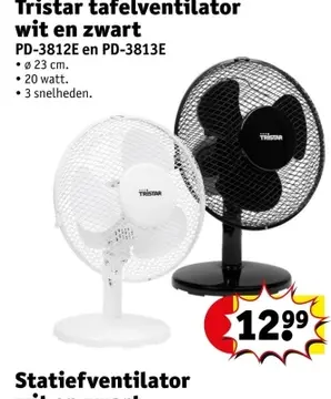 Aanbieding: Tristar tafelventilator wit en zwart