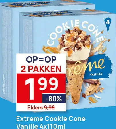Aanbieding: Extreme Cookie Cone Vanille