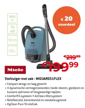 Aanbieding: Stofzuiger met zak - MIGUARDS1FLEX