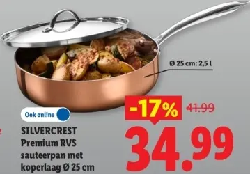 Aanbieding: Premium RVS sauteerpan met koperlaag