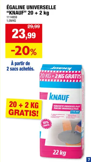 Offre: égaline universelle 20kg+2kg
