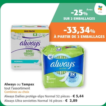 Offre: Always Dailies protège-slips Normal