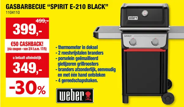 Promotie: Weber Spirit E-210 gasbarbecue