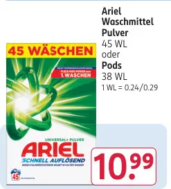 Aanbieding: Ariel Waschmittel Pulver oder Pods