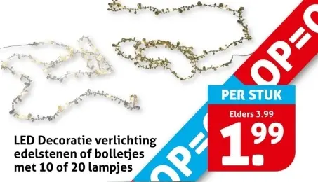 Aanbieding: LED Decoratie verlichting edelstenen of bolletjes met 10 of 20 lampjes