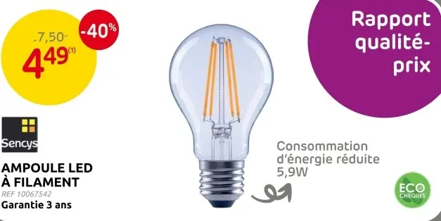 Offre: Ampoule led à filament