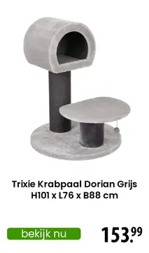 Aanbieding: Trixie Krabpaal Dorian Grijs H101 x L76 x B88 cm