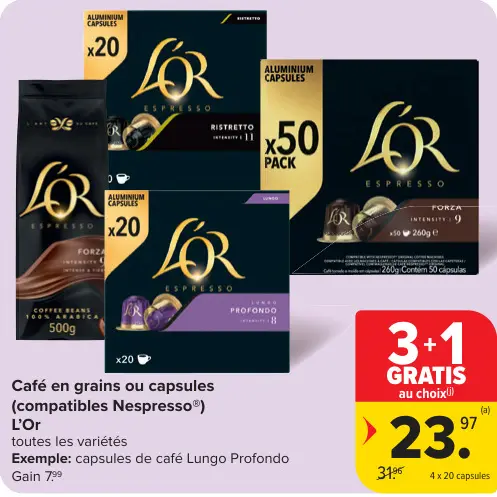 Offre: Café en grains ou capsules